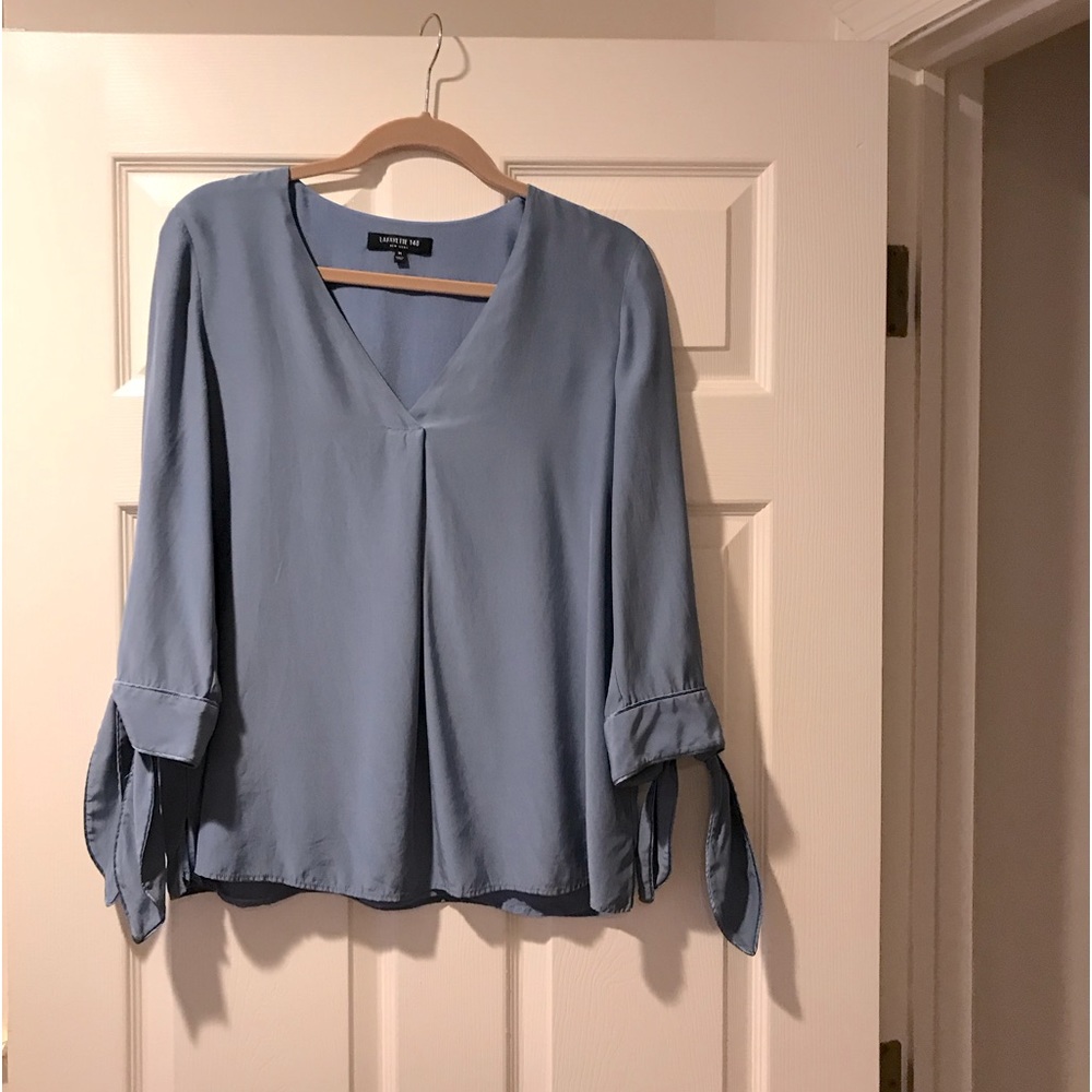 Blue silk blouse